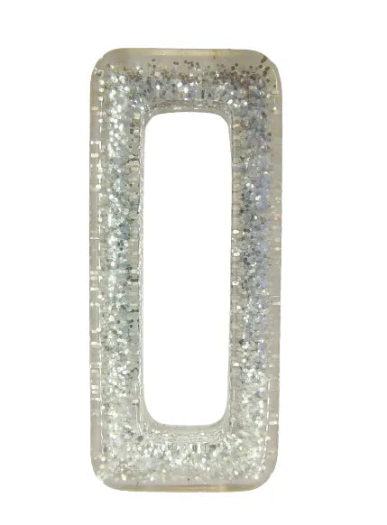 Buy Now Ani Accessories rectangle sparkling resin buckle with silver shine, placed on a clean white background