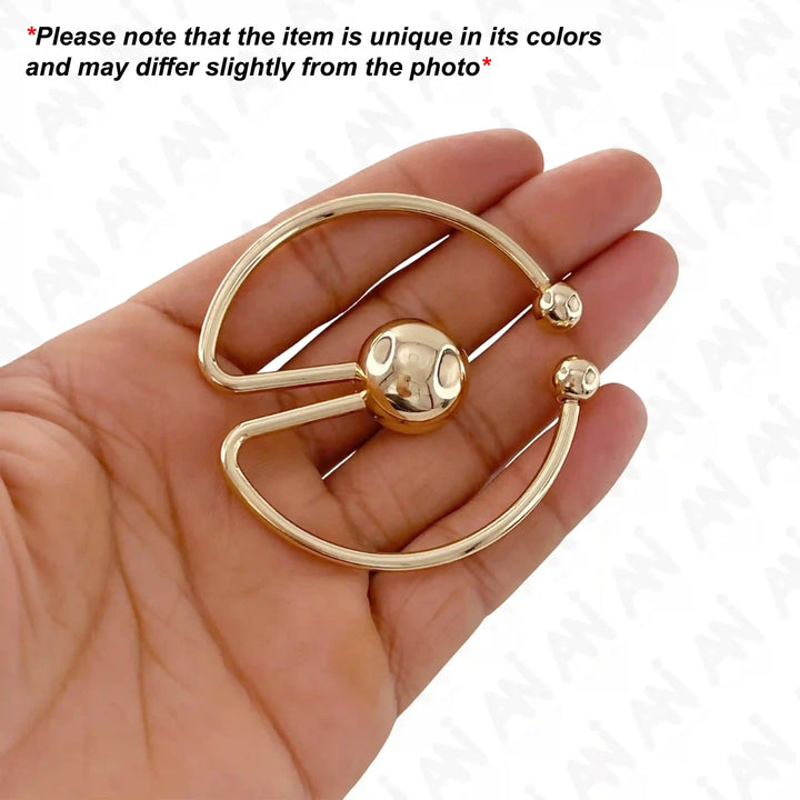 Ani Accessories Round Ball Tip Gold Metal Buckle hold on the palm with caution text of product may differ from the image.