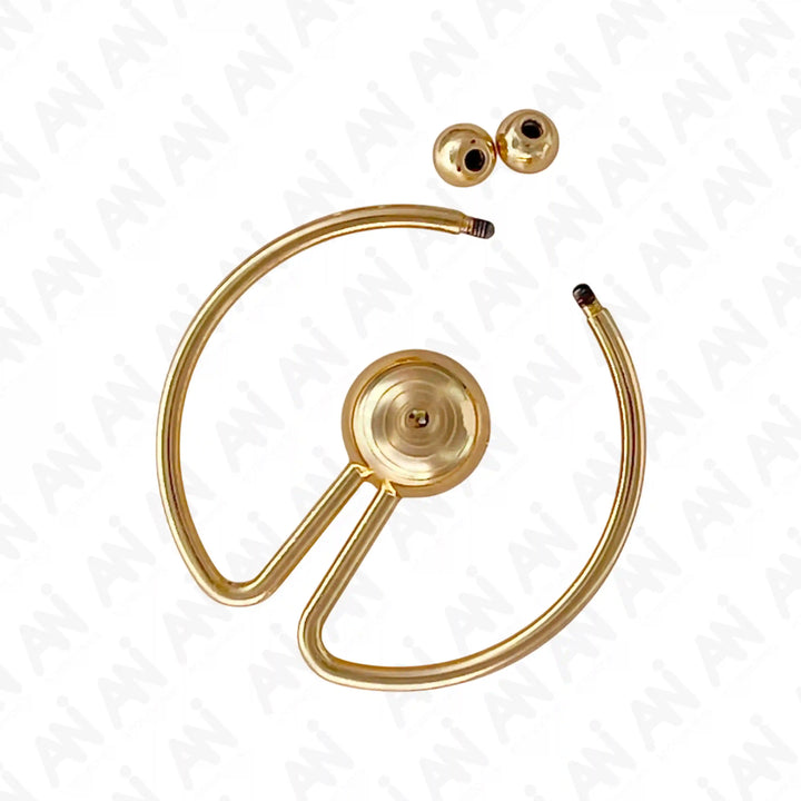 Ani Accessories Round Ball Tip Gold Metal Buckle in the white background with showing the open buckle with ball tips.