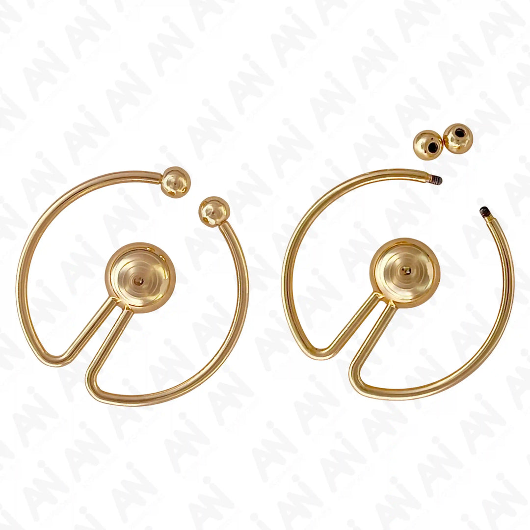 Ani Accessories Round Ball Tip Gold Metal Buckle shown open and close with ball top of the buckle in the white background.