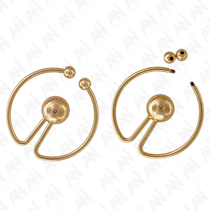 Ani Accessories Round Ball Tip Gold Metal Buckle shown open and close with ball top of the buckle in the white background.