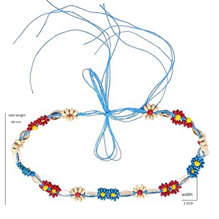 Ani Accessories women’s belt with macrame detailing shown on a white background, perfect for styling with dresses and jeans.