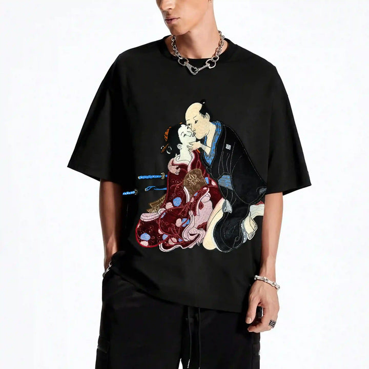 Ani Accessories Samurai and Geisha Embroidered Sew On Patch Badge for Dresses Kurtis Bags DIY Craft Clothing Applique