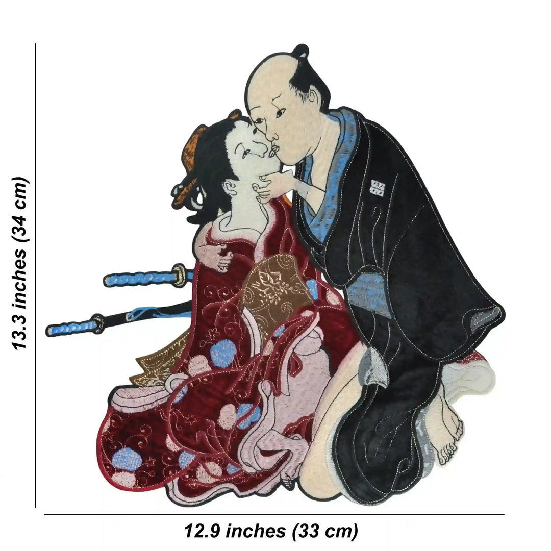 Ani Accessories Samurai and Geisha Embroidered Sew On Patch Badge for Jackets Saree Bags DIY Craft Clothing Applique