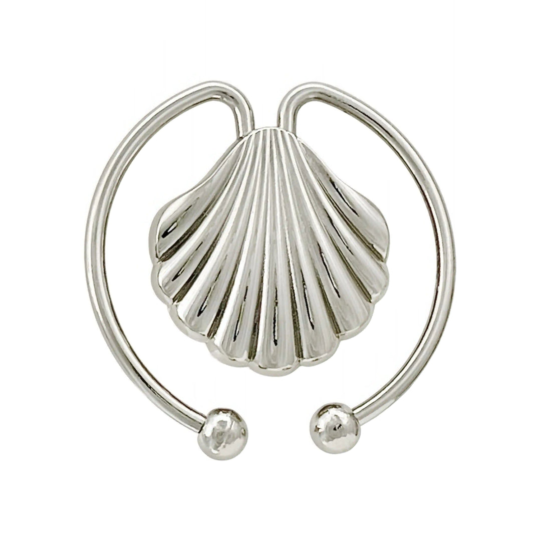 Ani Accessories Scalloped Shell Metal Buckle with ball end in the zooming white background.