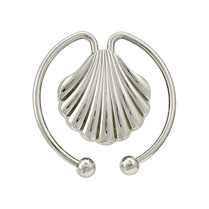Ani Accessories Scalloped Shell Metal Buckle with ball end in the zooming white background.