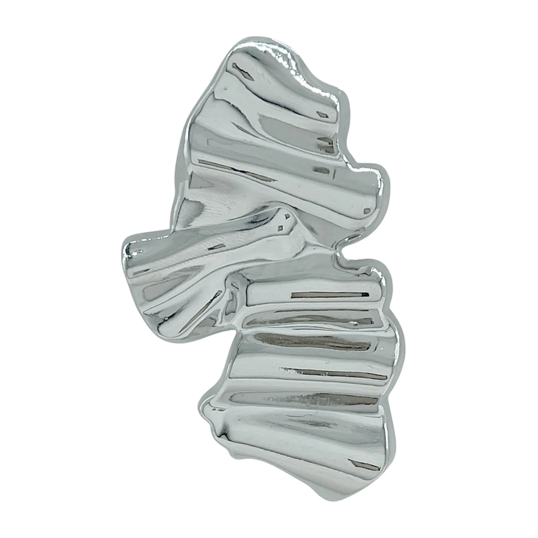 Ani Accessories Sculpted Silver Abstract Buckle  Zooming image of the buckle in the white background.