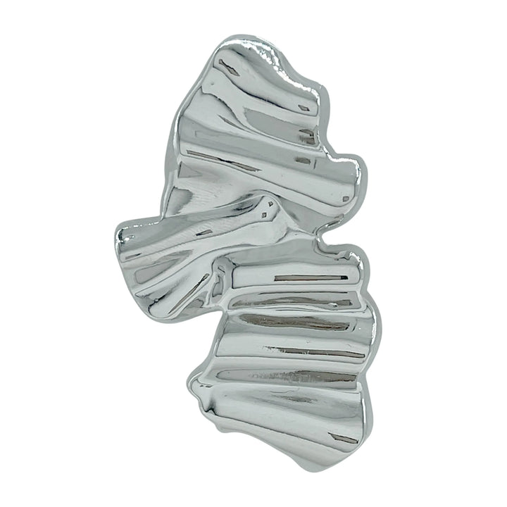 Ani Accessories Sculpted Silver Abstract Buckle  Zooming image of the buckle in the white background.