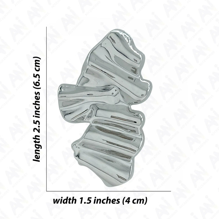 Ani Accessories Sculpted Silver Abstract Buckle Size on the zooming image in the white background.