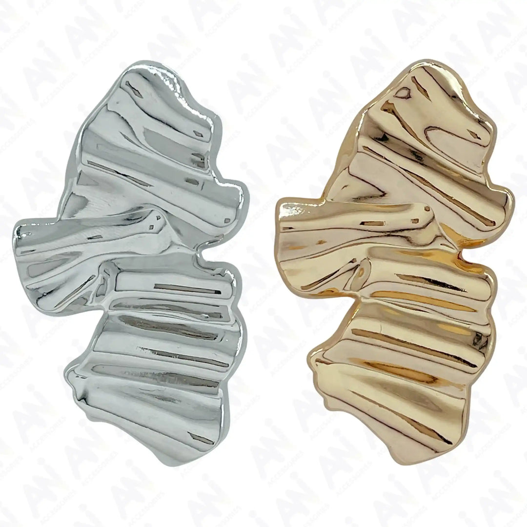 Buy Now Ani Accessories Sculpted Silver & Gold  Abstract Buckle | Modern Textured Metal Buckle for Belts, Bags & Fashion DIY Projects placed in a white background.