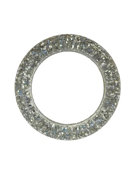 Buy Now Ani Accessories shiny silver resin ring buckle with smooth glossy finish, placed on a clean white background