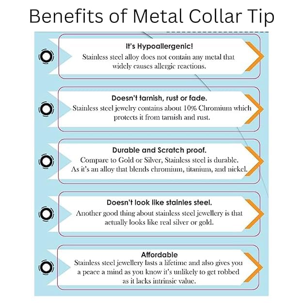 Ani Accessories |  infographic of how to care of metal flat silver collar tip