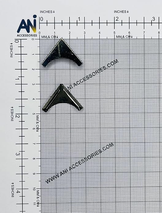 Ani Accessories | 2 pieces of silver flat collar  tip on placed in a size bar graph chat.