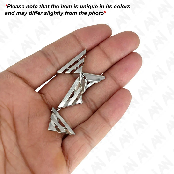 Ani Accessories |Silver metallic majesty  4 piece on palm of the hand  with info of product may be slightly  differ from the image.
