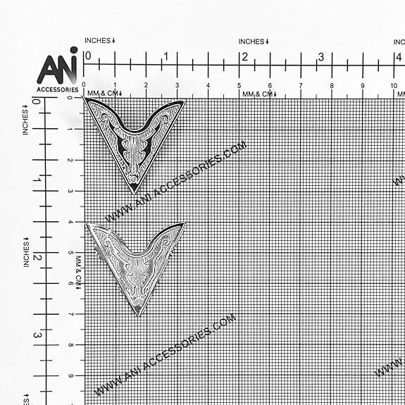 Ani Accessories | 2 piece of Silver Tribal Collar Tips Clips  placed on size chart bar graph