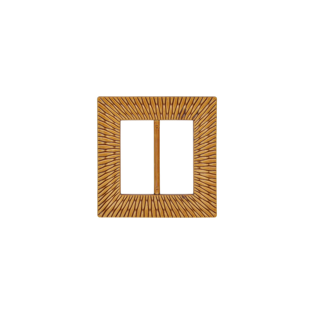 Ani Accessories Small Square Shape Imitation Raffia buckle  with wicker design on a white background