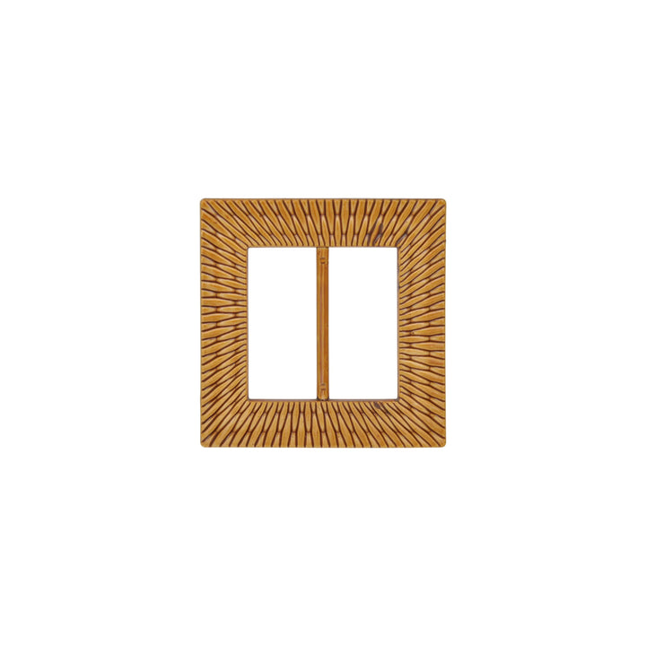 Ani Accessories Small Square Shape Imitation Raffia buckle  with wicker design on a white background