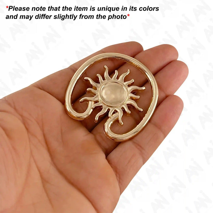 Ani Accessories Sun Spiral Golden metal Buckle on the palm and caution written as product slightly differ from the product.