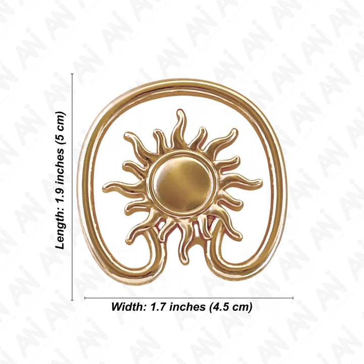 Ani Accessories Sun Spiral Golden metal Buckle Size in the white background.