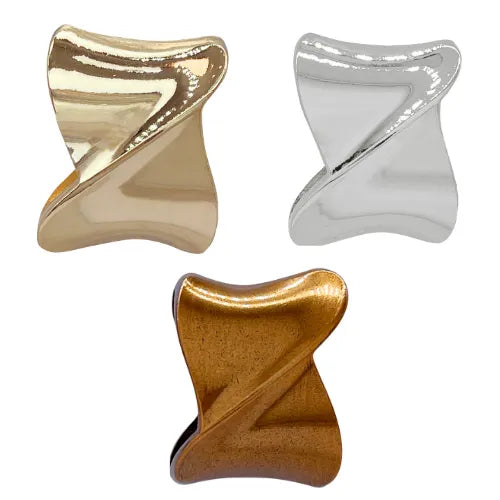 Ani Accessories Twisted Design Metal Buckle multiple color in a white background to show the proper color and reflection of the buckle.