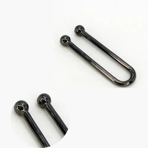 Ani Accessories U-Shaped Elegant Metal Black Buckle with zooming on the tip of the color in the white background.
