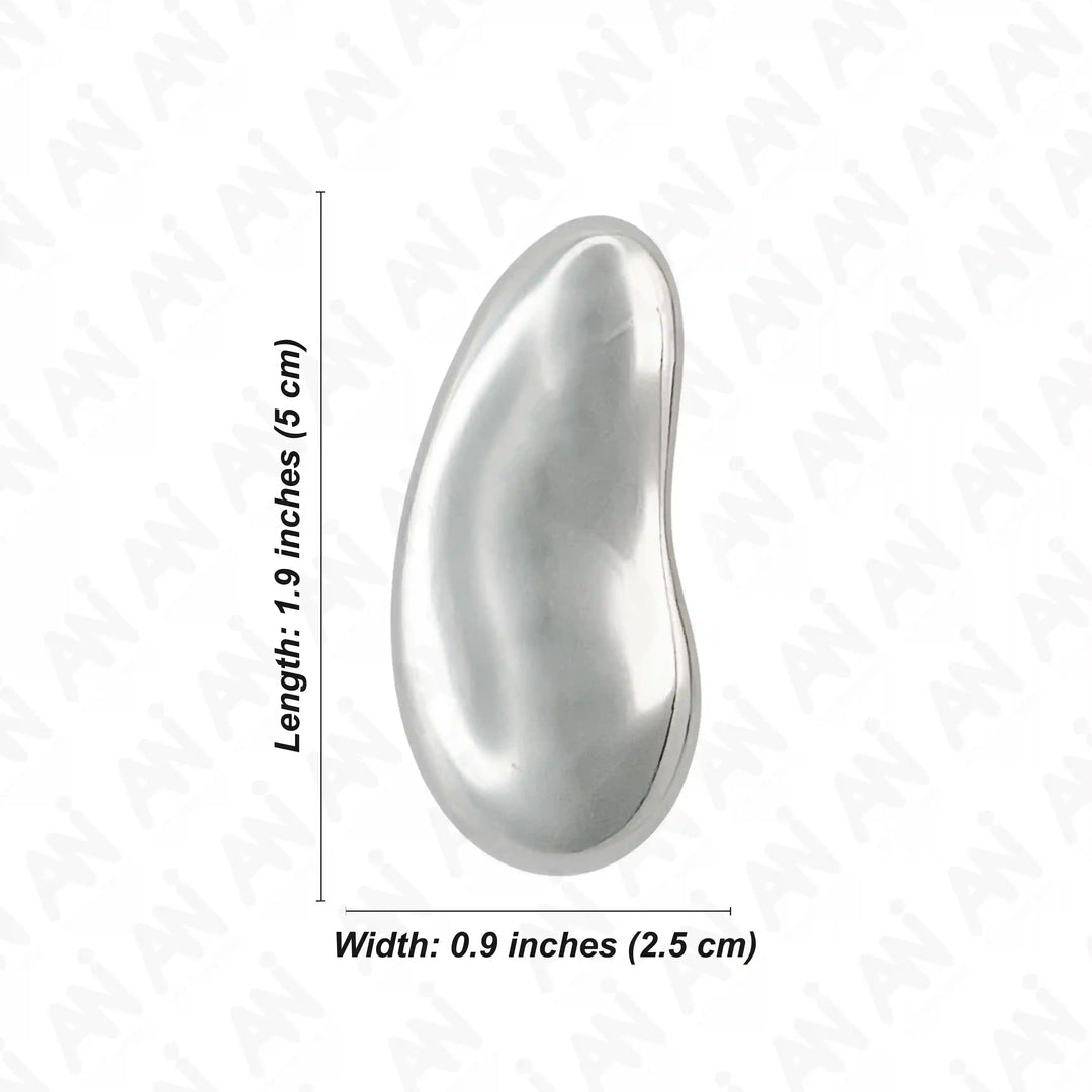 Ani Accessories Unique Bean  Design Metal Silver Buckle Size written on the white background.