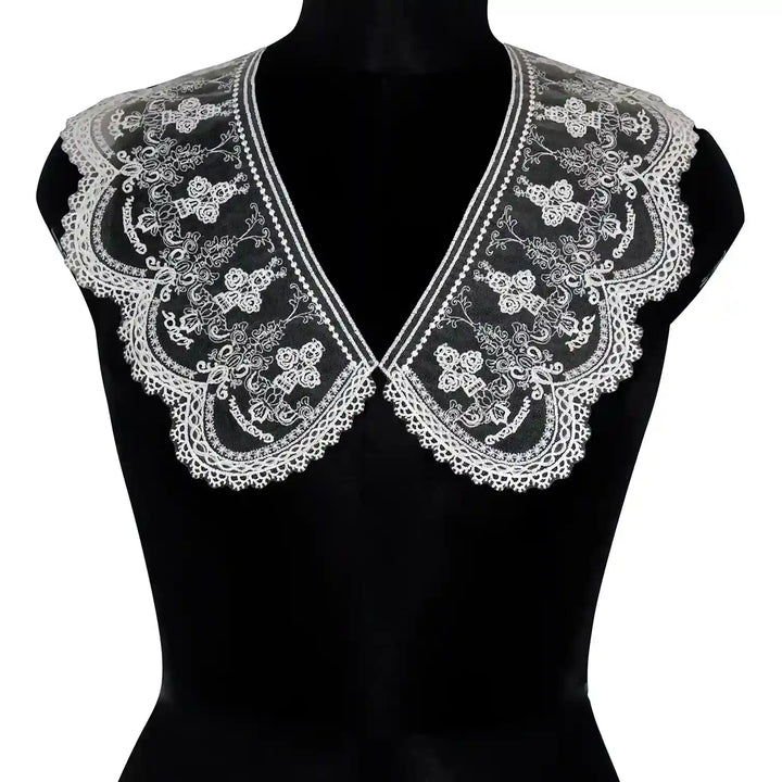 Ani Accessories Victorian floral Peterpan collar with intricate embroidery for dresses blouses and couture fashion