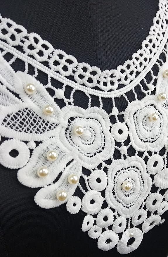 Ani Accessories Victorian ovals embroidered lace yoke with refined craftsmanship for elegant gowns and ethnic outfits