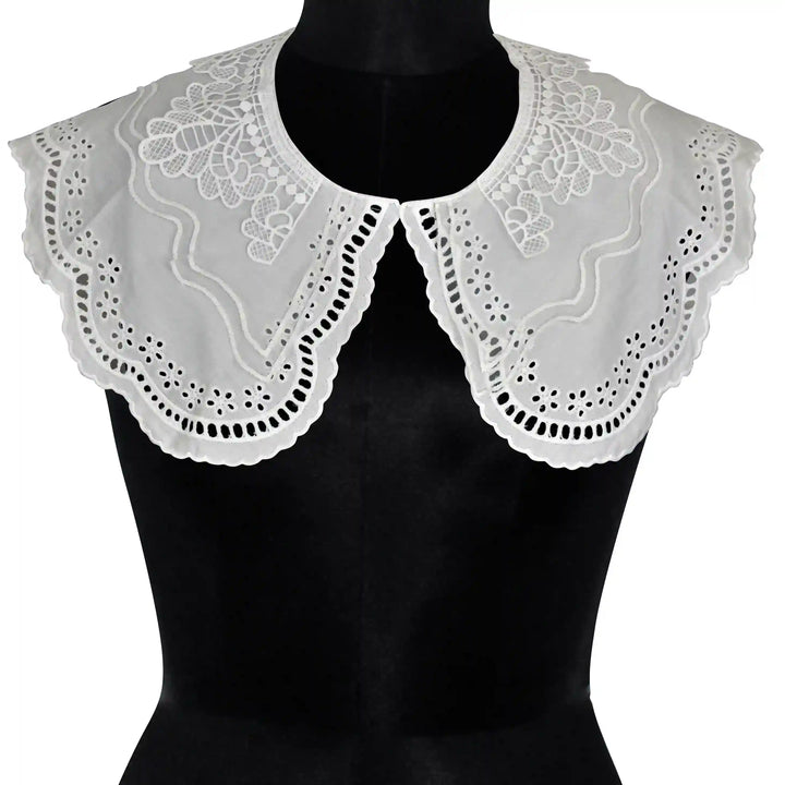 Ani Accessories Victorian revival cutwork floral collar with intricate embroidery for dresses blouses and couture wear