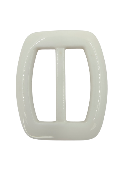  Ani Accessories  White Cylinder Shape White ABS Buckle front and backside image in a white background