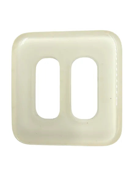 Buy Now Ani Accessories white square-shaped resin sliding buckle with glossed finish shown clearly on plain white background.