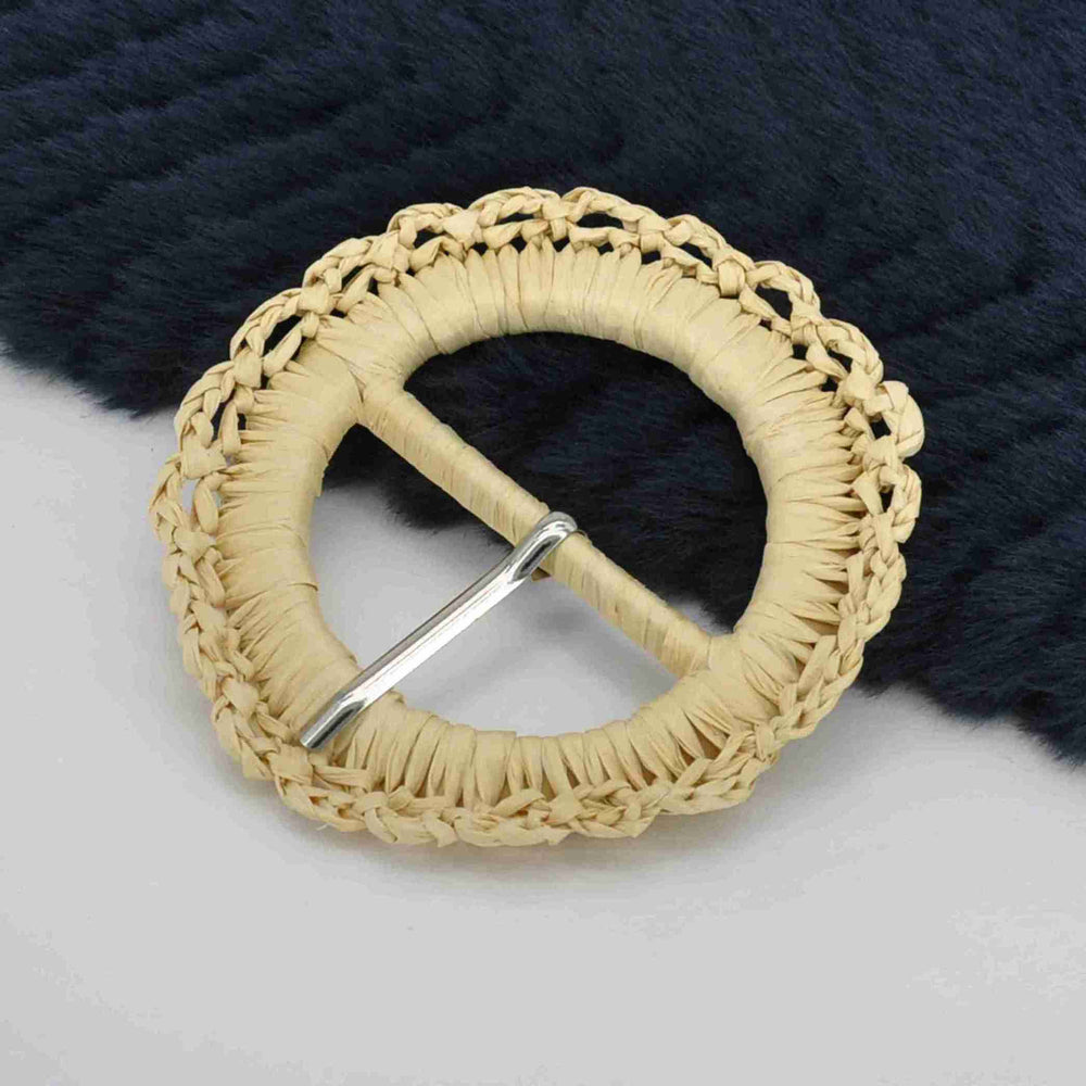 Ani Accessories Woven Scalloped Raffia Buckle for Belt and Bag DIY Craft Sewing Fashion Decoration Accessory