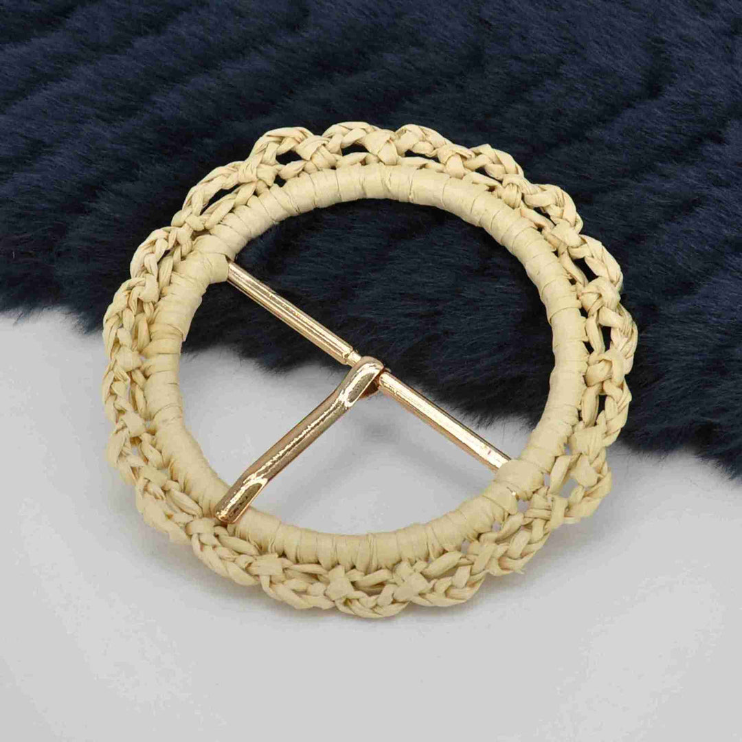 Ani Accessories Woven Scalloped Raffia Buckle for Belt and Bag DIY Sewing Craft Fashion Decoration Accessory