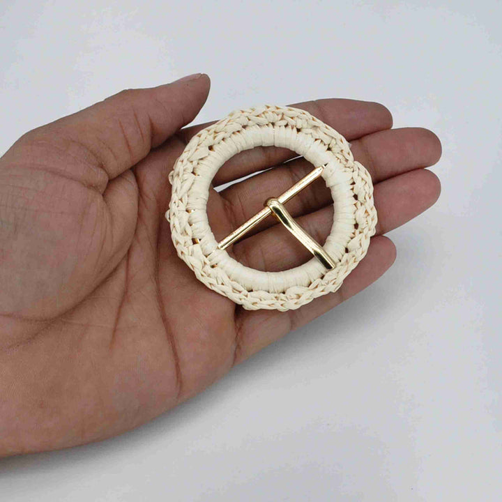 Ani Accessories Woven Scalloped Raffia Buckle for Belt and Bag Sewing DIY Craft Fashion Decoration Accessory