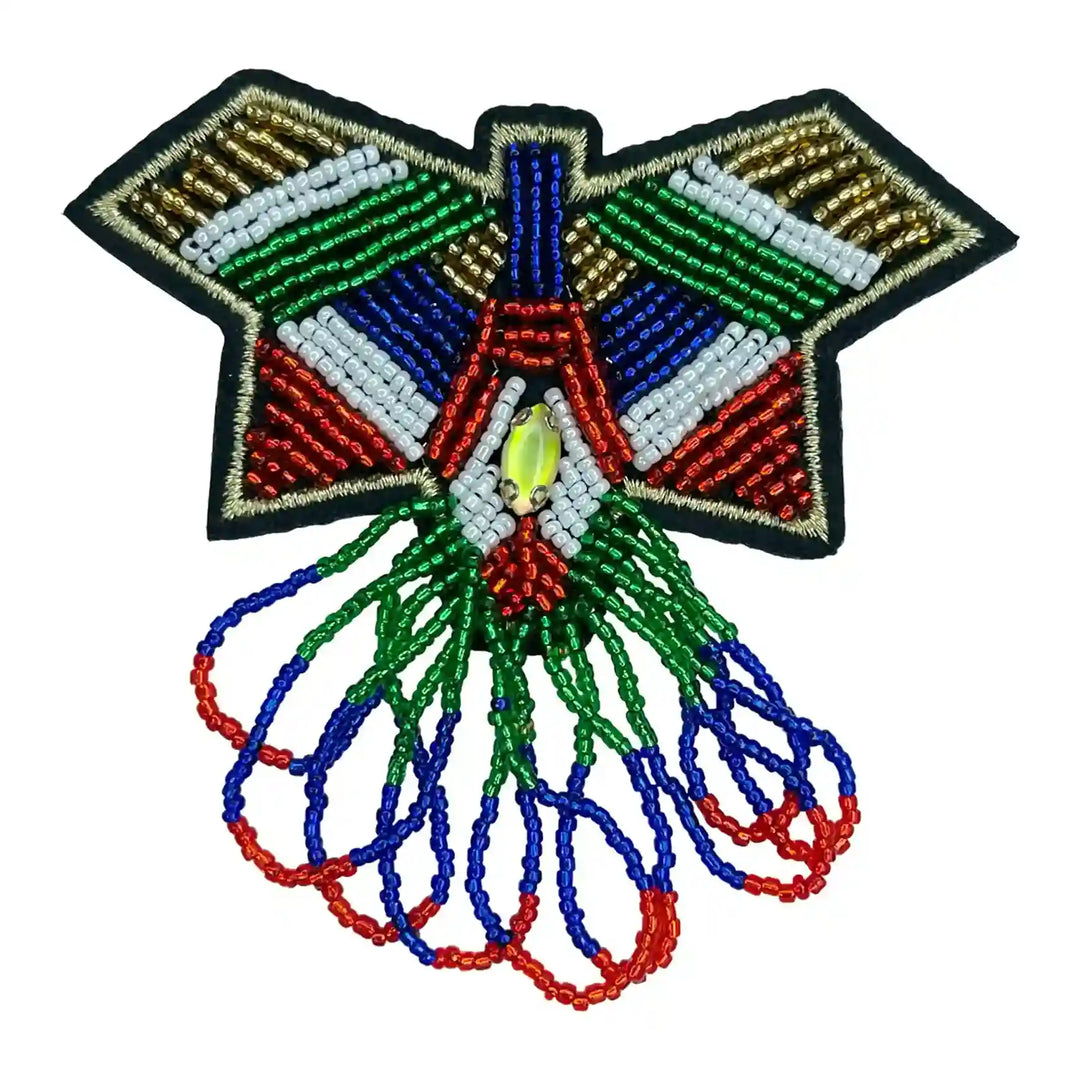 Ani Accessories beaded butterfly sew-on patch with detailed beadwork for apparel decoration