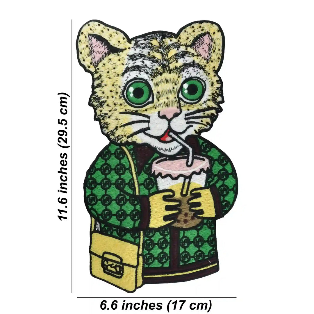 Ani Accessories cat sew patch size guide image showing exact length and width dimensions