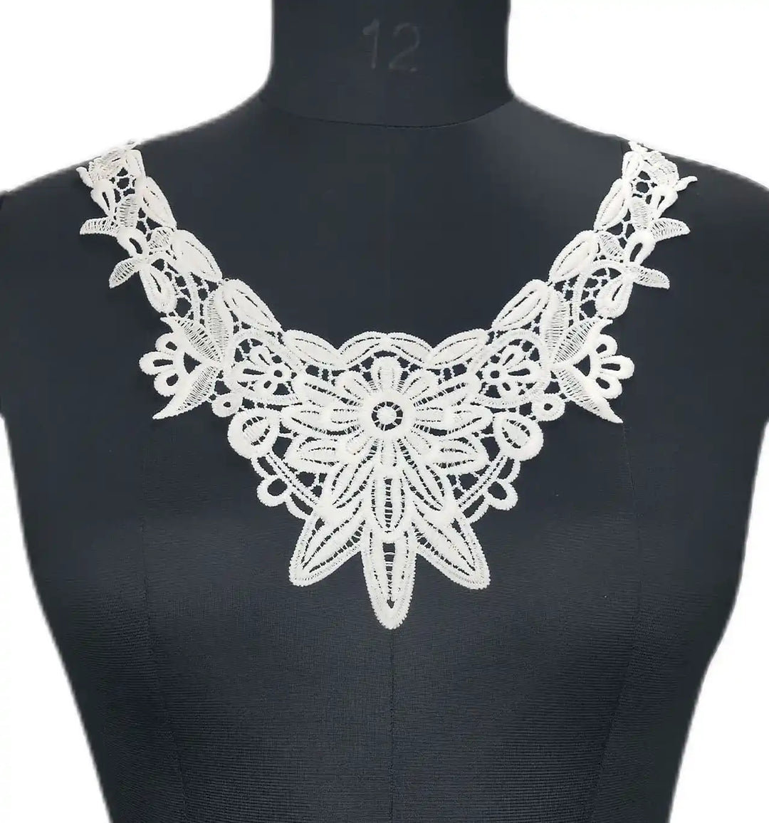 Ani Accessories chrysanthemum charm dyeable neckline with floral embroidery for elegant dresses and ethnic wear