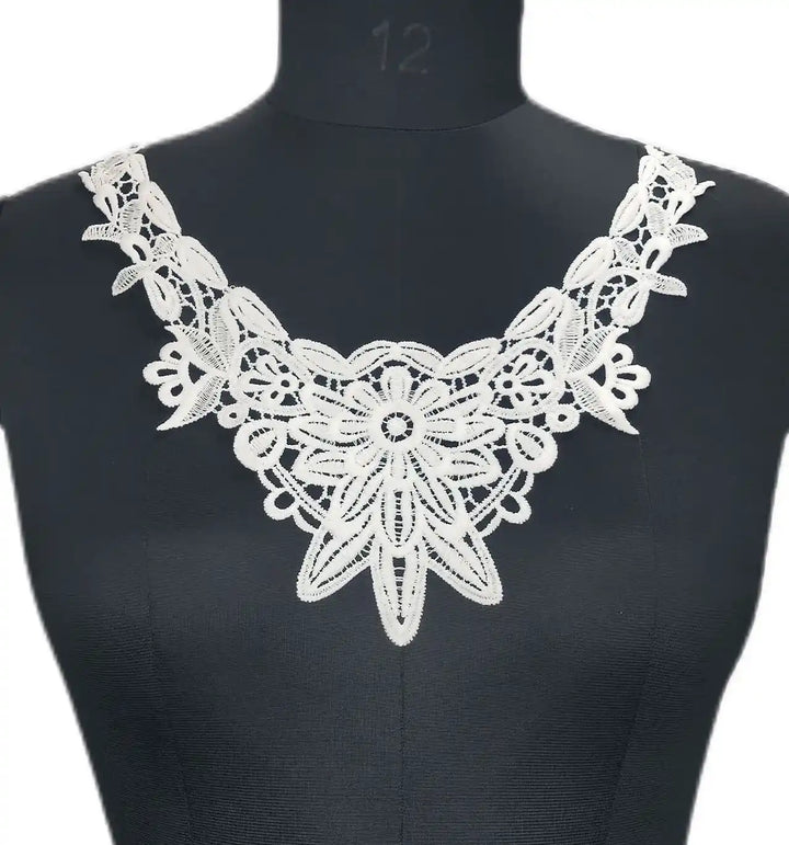 Ani Accessories chrysanthemum charm dyeable neckline with floral embroidery for elegant dresses and ethnic wear