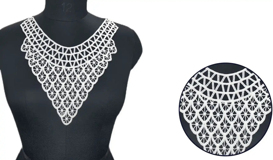 Ani Accessories classic grape design white neckline embroidery for sewing on dresses and couture wear