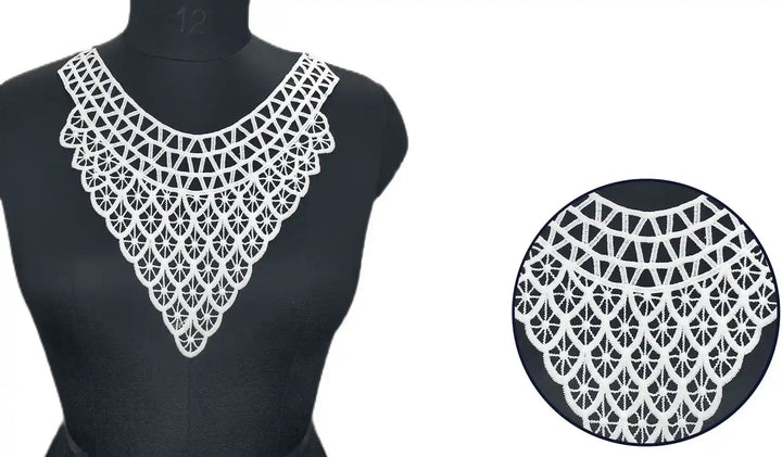 Ani Accessories classic grape design white neckline embroidery for sewing on dresses and couture wear