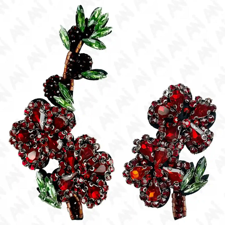 Ani Accessories crystal flower sew patch for jackets shirts denim jeans bags and DIY clothing projects with sparkling floral design