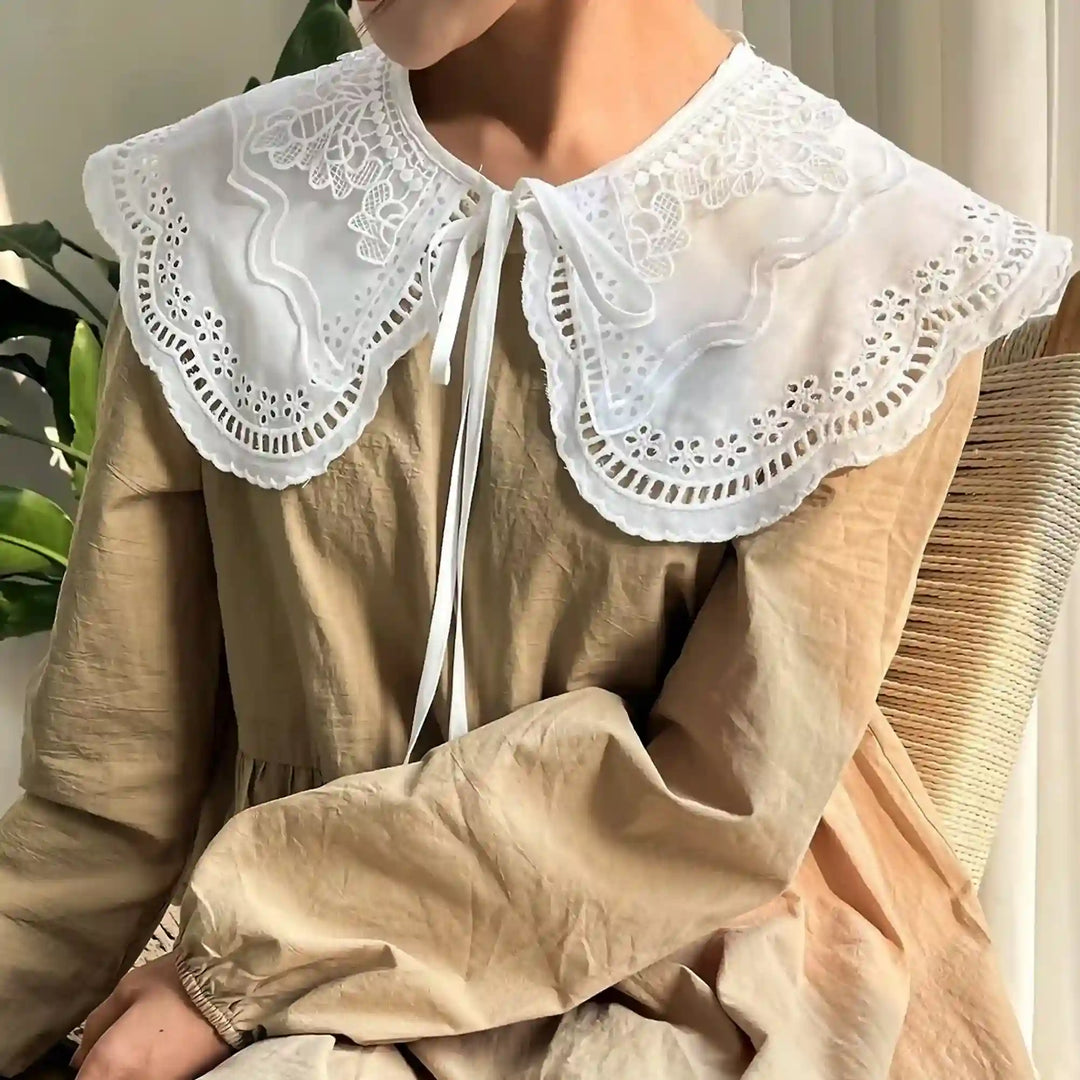 Ani Accessories cutwork floral Victorian revival collar featuring elegant embroidery for women apparel