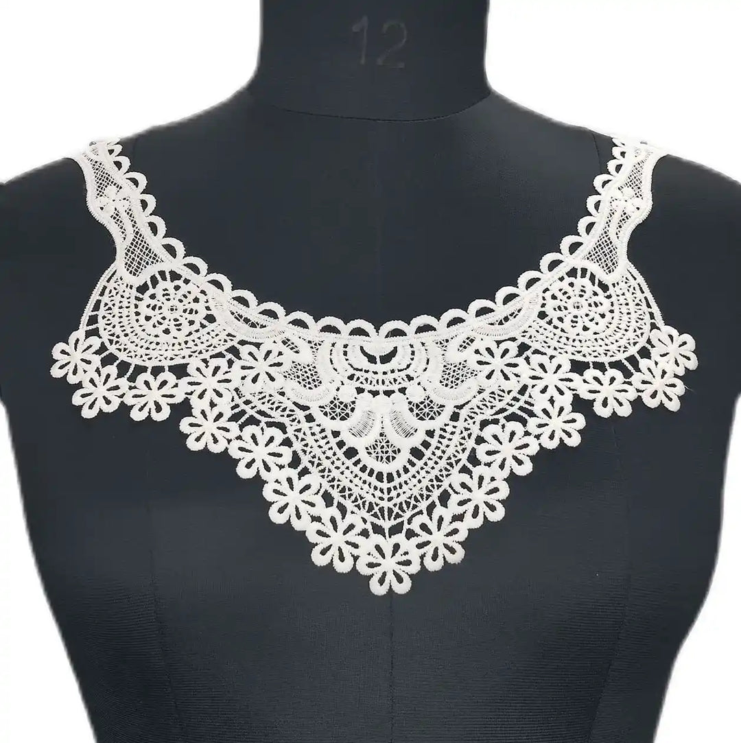 Ani Accessories daisy flower border design neckline with delicate floral embroidery for elegant dresses and ethnic wear