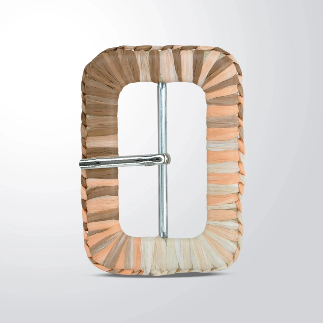 Ani Accessories decorative raffia rectangle buckle 2.9 inch straw woven buckle for belts bags boho DIY craft decor