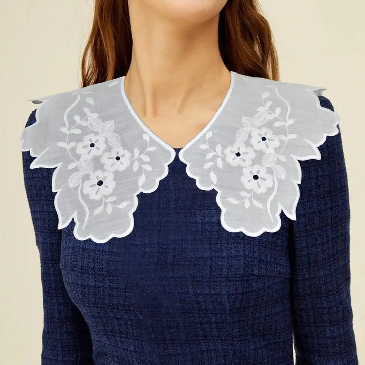 Ani Accessories detachable lace collar featuring intricate embroidery for women apparel decoration