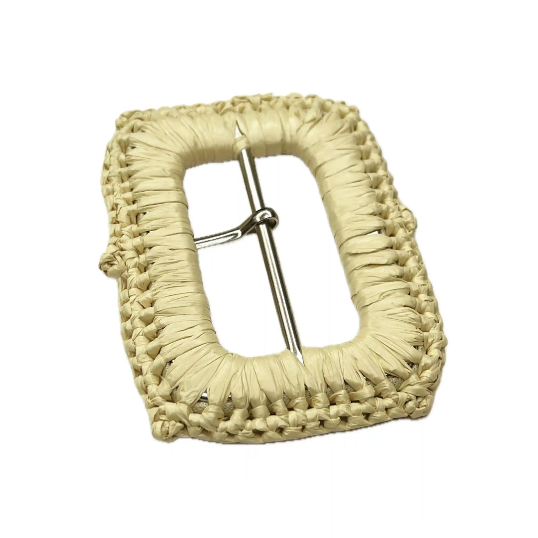 Ani Accessories double layer braided rectangle buckle with prong  backside image on a white background