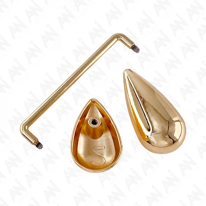 Ani Accessories dual drop design metal gold buckle into multiple piece to show part of buckles.