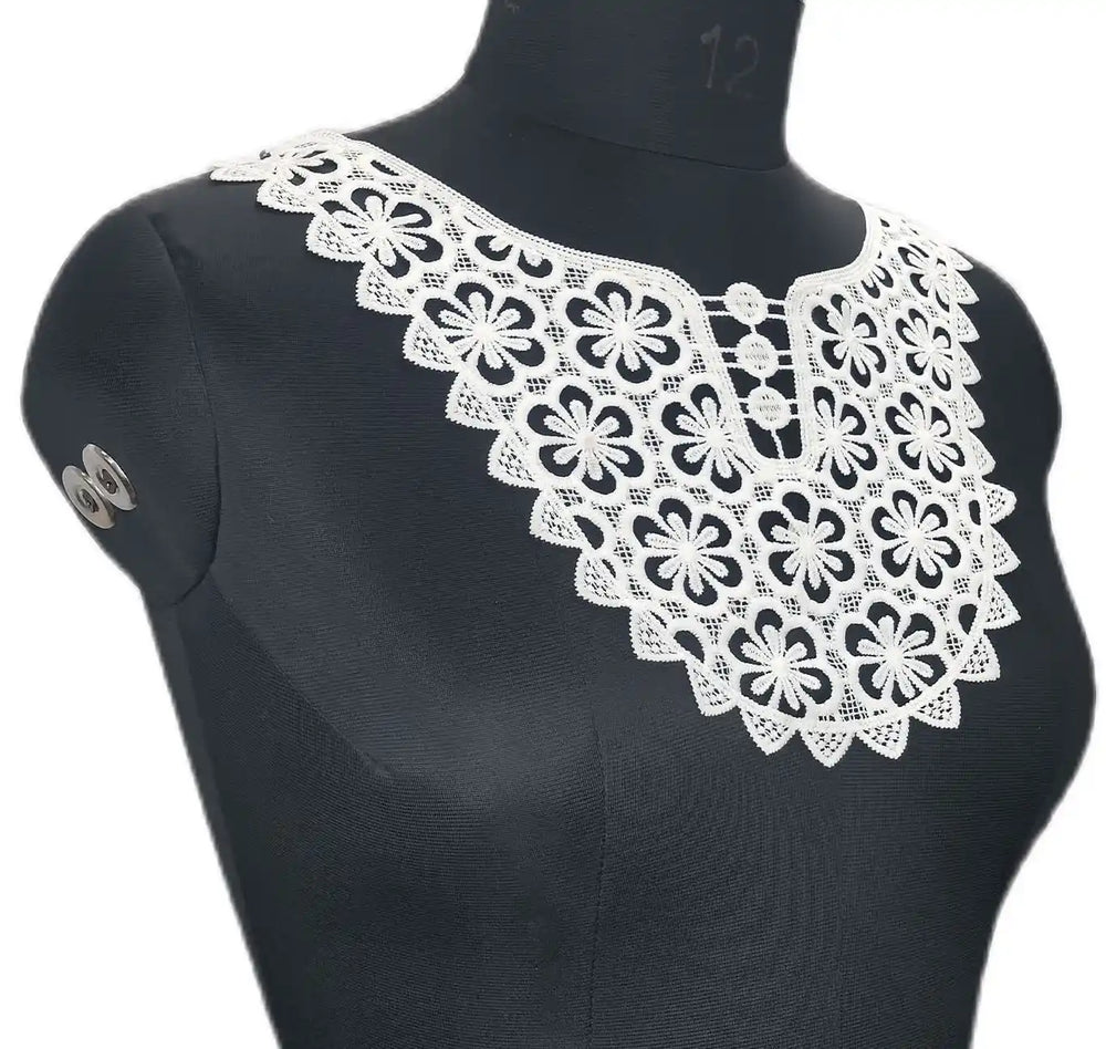 Ani Accessories dyeable daisies flower yoke featuring soft embroidery for kurtis, gowns, and blouses