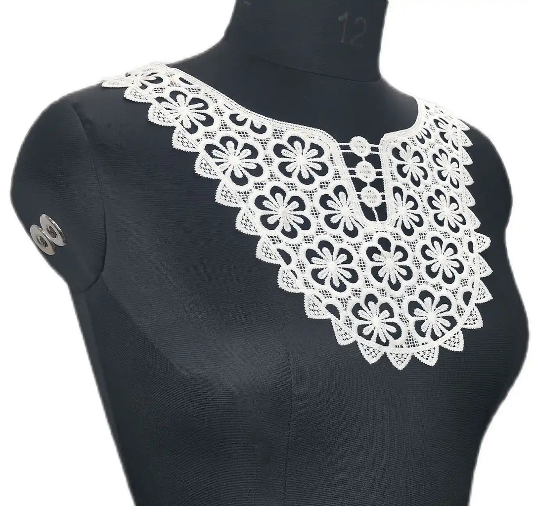 Ani Accessories dyeable daisies flower yoke featuring soft embroidery for kurtis, gowns, and blouses