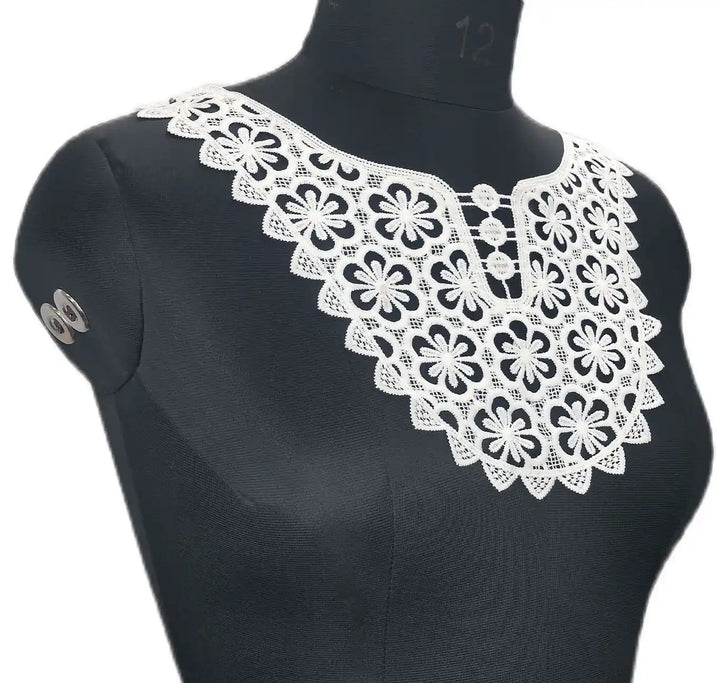 Ani Accessories dyeable daisies flower yoke featuring soft embroidery for kurtis, gowns, and blouses